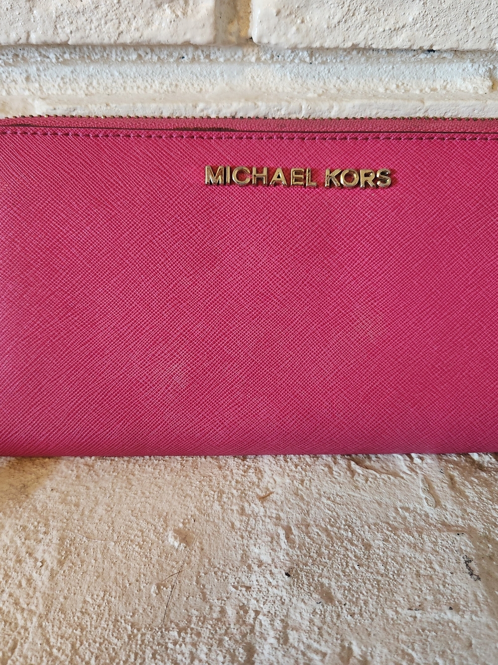 Michael Kors Pink Saffiano Zip Wallet